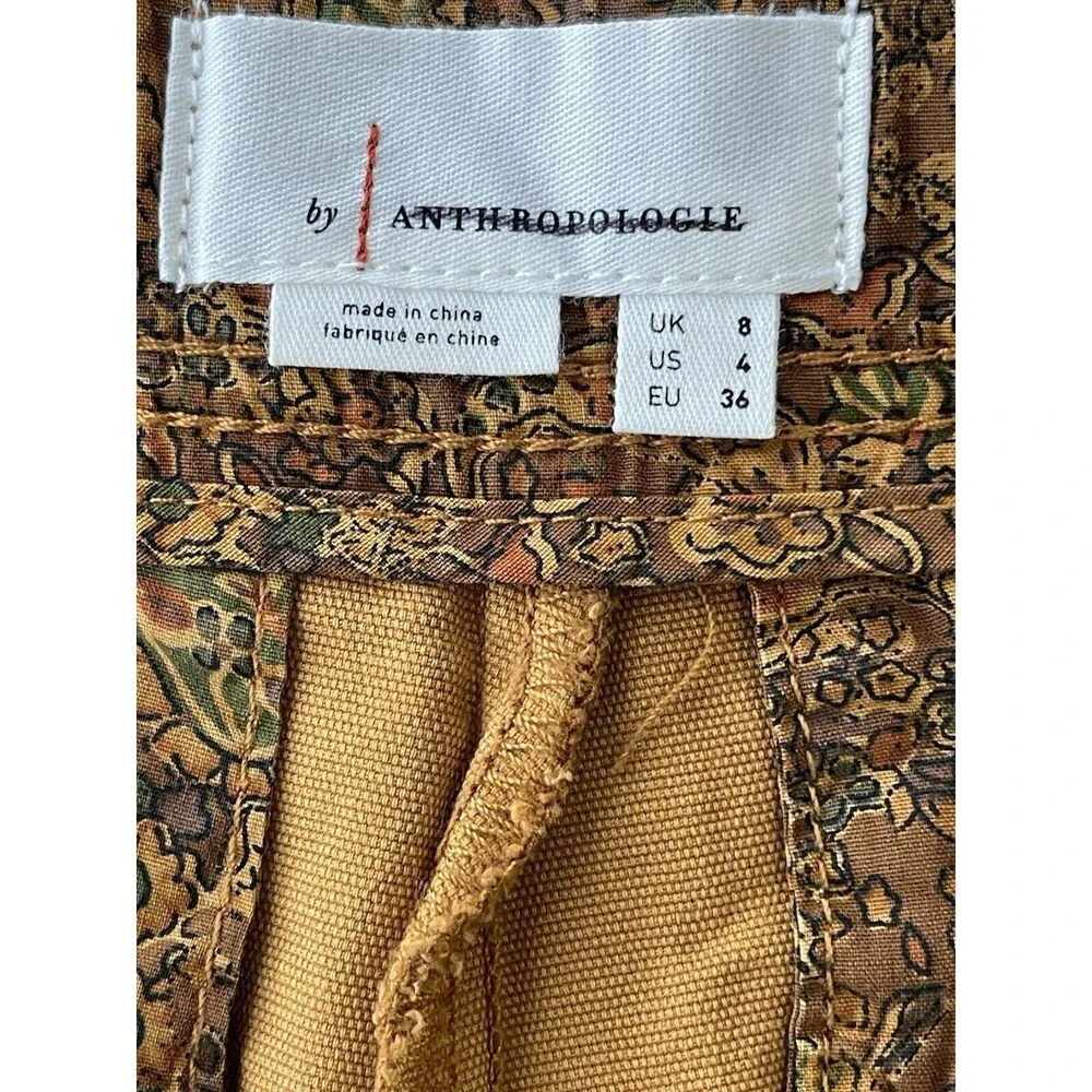 Anthropologie Shorts Women Sz 4 Bronze Flat Front Cotton Blend Summer Vacay New